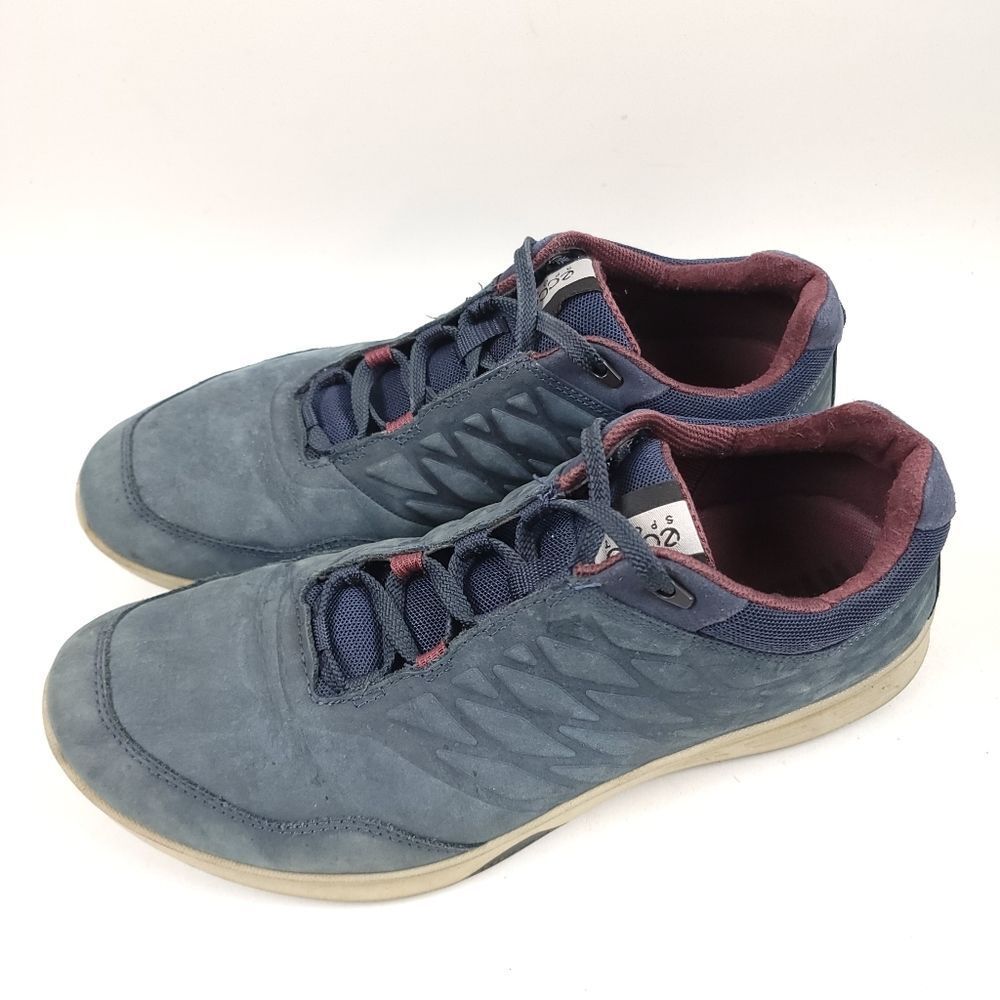 ECCO Women’s Exceed Low Yak Leather Walking Sneakers Dusty Blue Burgundy 11.5